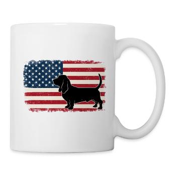 Basset Hound US Flag - Patriotic Dog Mom Dad - Mug - white - Right