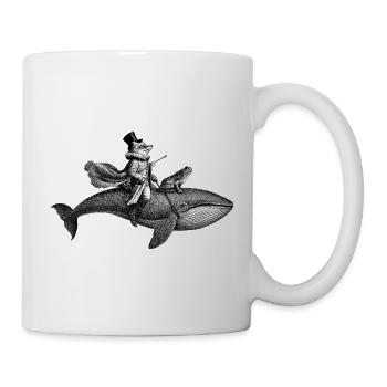 A fox riding a whale - Mug - white - Right
