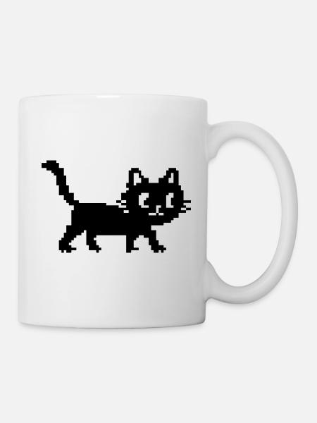 Süße Retro Pixel Katze – 8 Bit Gaming Cat - Tasse - Weiß