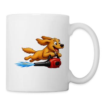 Dog Flying With Leaf Blower Jetpack - Mug - white - Right