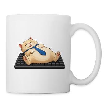 Bürokatze schläft auf der Tastatur - Tasse - Weiß - Rechts