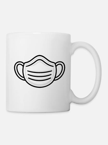 Weißes Gesichtsmasken-Liniensymbol - Tasse - Weiß