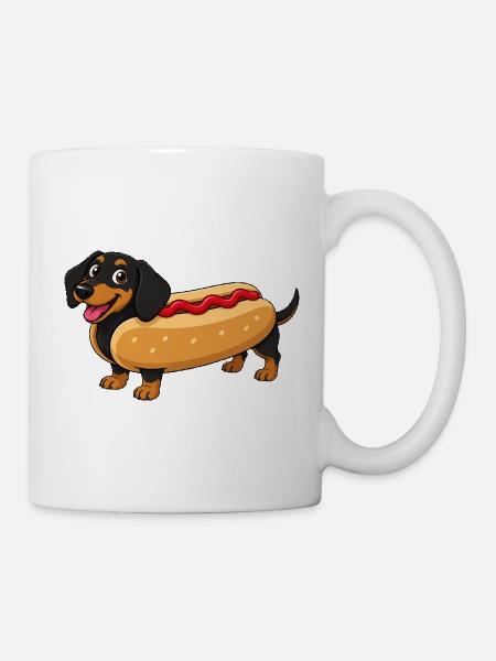 Dackel als Hotdog - Tasse - Weiß