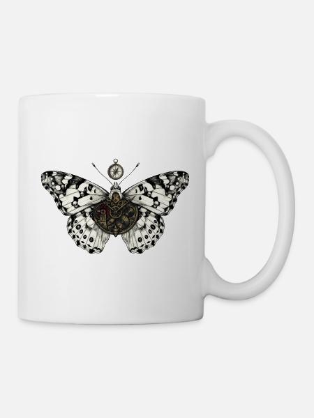 Steampunk-Motten-Halloween - Tasse - Weiß