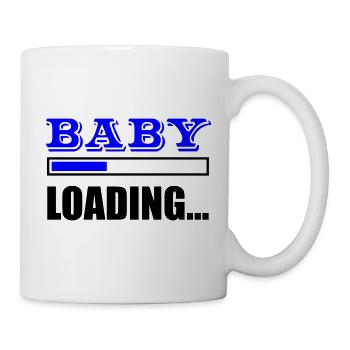 Blaues Großbuchstaben BABY Design - Tasse - Weiß - Rechts