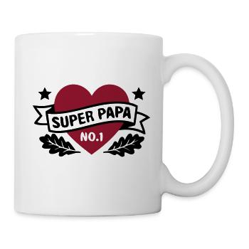 Super Papa Herz Abzeichen - Tasse - Weiß - Rechts