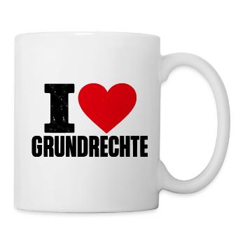 I Love Grundrechte – Rotes Herz für Demokratie - Tasse - Weiß - Rechts