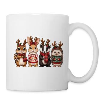 Waldtiere mit Rentiergeweih – Weihnachten - Tasse - Weiß - Rechts