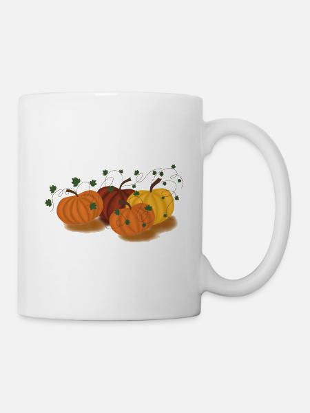 Herbstliche Kürbisranken Muster - Tasse - Weiß