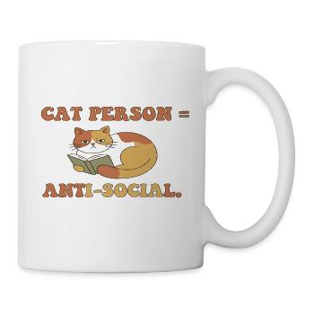 Katze liest, Anti-Social - Tasse - Weiß - Rechts