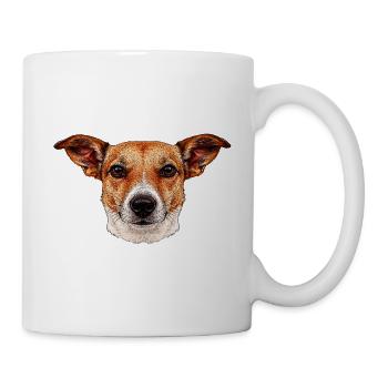 Hunde-Porträt mit wachen Augen - Tasse - Weiß - Rechts