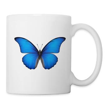 Azurblaue Schmetterlingsflügel - Tasse - Weiß - Rechts