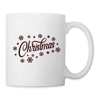 Christmas Script mit Schneeflocken - Tasse - Weiß - Rechts