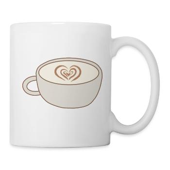 Heart Latte Cup Kunst - Tasse - Weiß - Rechts