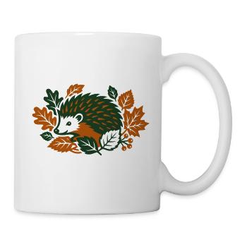 Igel Herbstlaub Natur Grafik - Tasse - Weiß - Rechts