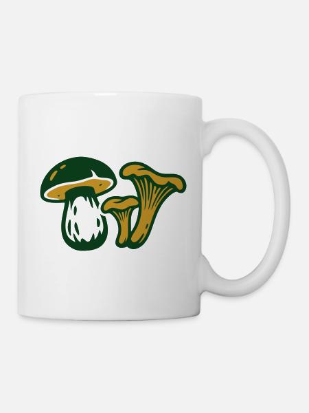 Waldpilze Natur Grafik - Tasse - Weiß