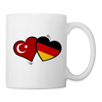 Türkei Deutschland Herzenflaggen - Tasse - Weiß - Rechts