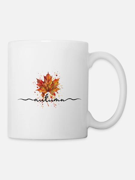 Herbst | Herbstblatt Aquarell - Tasse - Weiß