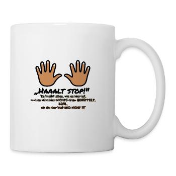 Hände warnen: Ruhe bleibt hier Andreas - Tasse - Weiß - Rechts