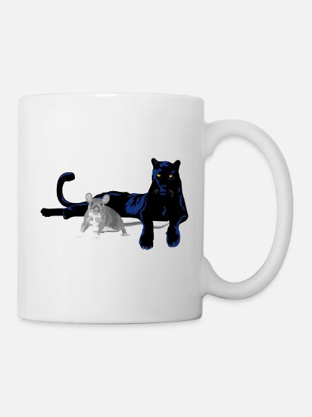 Panther Katze und Maus Duo - Tasse - Weiß