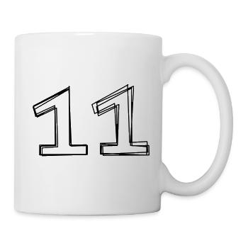 Zahl 11 handgezeichnet - Tasse - Weiß - Rechts
