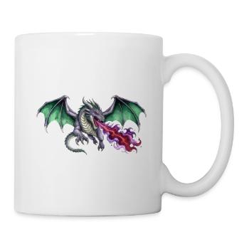 Krimson Flammen Werfender Smaragd Drachen - Tasse - Weiß - Rechts