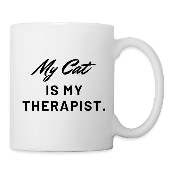 Meine Katze ist meine Therapeutin - Tasse - Weiß - Rechts