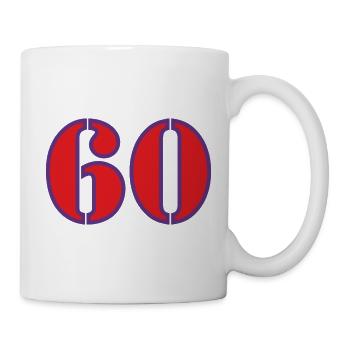 60. 60 JAHRE. 60-JÄHRIGES JUBILÄUM. 60. GEBURTSTAG. - Tasse - Weiß - Rechts