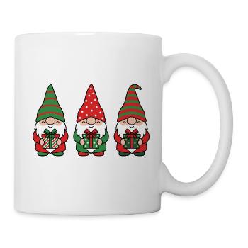 Süße Kawaii-Weihnachtszwerge halten Geschenke - Tasse - Weiß - Rechts