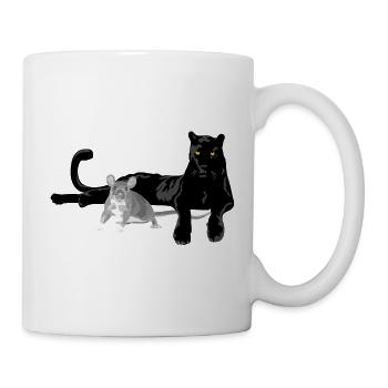 Schwarzer Panther & Grauer Maus - Tasse - Weiß - Rechts