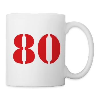80. 80 JAHRE. 80. JUBILÄUM. 80-JAHRES-JUBILÄUM. - Tasse - Weiß - Rechts