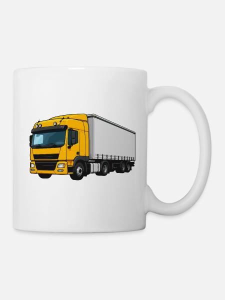 Gelber Lastwagen Illustration - Tasse - Weiß