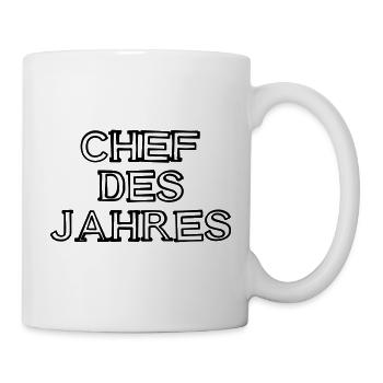 Chef des Jahres Schriftzug handgezeichnet - Tasse - Weiß - Rechts