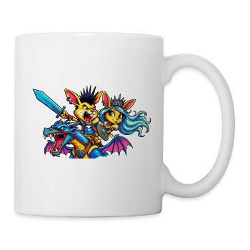 Bunny Punk Serie: Kampfdrache Ritterkaninchen - Tasse - Weiß - Rechts