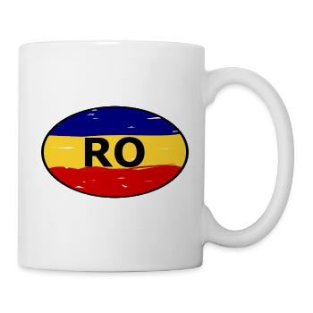 Rumänien Flagge Kunst Blau Gelb Rot - Tasse - Weiß - Rechts