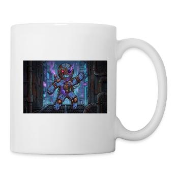 Cyber Lebkuchenmann – Robo Gingerbread Neon - Tasse - Weiß - Rechts