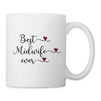 Beste Hebamme aller Zeiten, Herz - Tasse - Weiß - Rechts