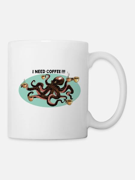 Kaffeeliebender Oktopus - Tasse - Weiß