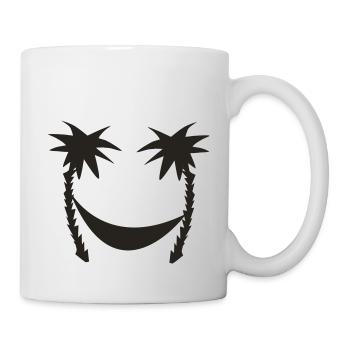 Paradiesisches Lächeln Palme mit Hängematte - Tasse - Weiß - Rechts
