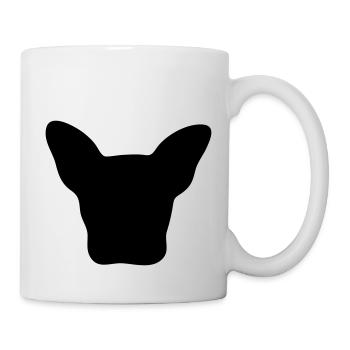 Französischer Bulldogge Kopf - Tasse - Weiß - Rechts