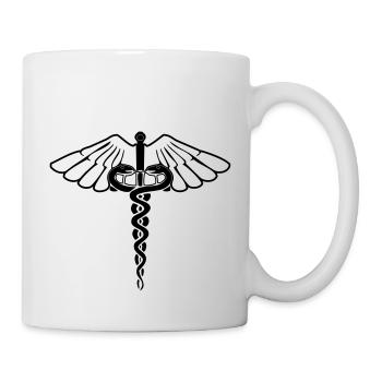 Medizinstab, Äskulapstab - Tasse - Weiß - Rechts