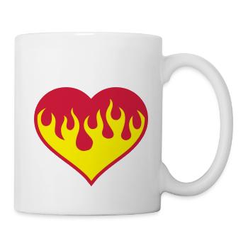 Flammendes Herz - Tasse - Weiß - Rechts