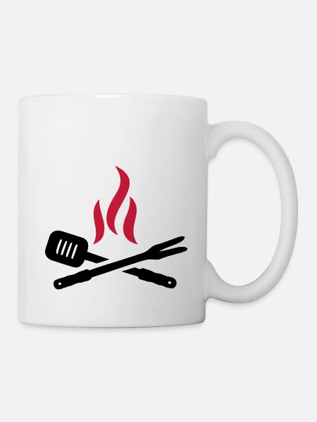 Grillbesteck mit Flammen - Tasse - Weiß