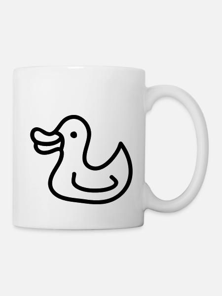Entchen - Ente - Line - Tasse - Weiß