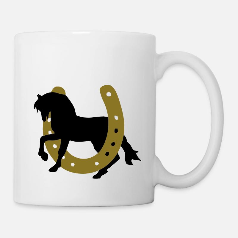 Pferd mit Hufeisen - Tasse - Weiß