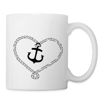 ancre avec le coeur sur la corde - Mug blanc - blanc - Droite