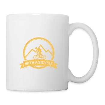 UNTERSCHÄTZE NIEMALS EINEN MANN MIT FAHRRAD! - Tasse - Weiß - Rechts