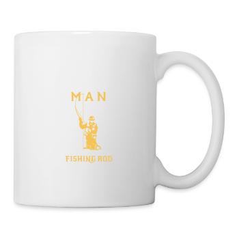 UNTERSCHÄTZE NIEMALS EINEN MANN MIT ANGELRUTE! - Tasse - Weiß - Rechts