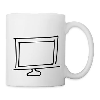 Bildschirm,Fernsehgerät,Fernseher,Glotze,TV,Röhre, - Tasse - Weiß - Rechts