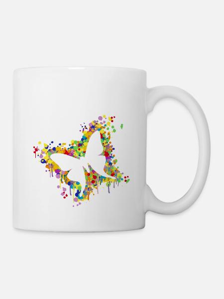 Schmetterling Splash - Tasse - Weiß